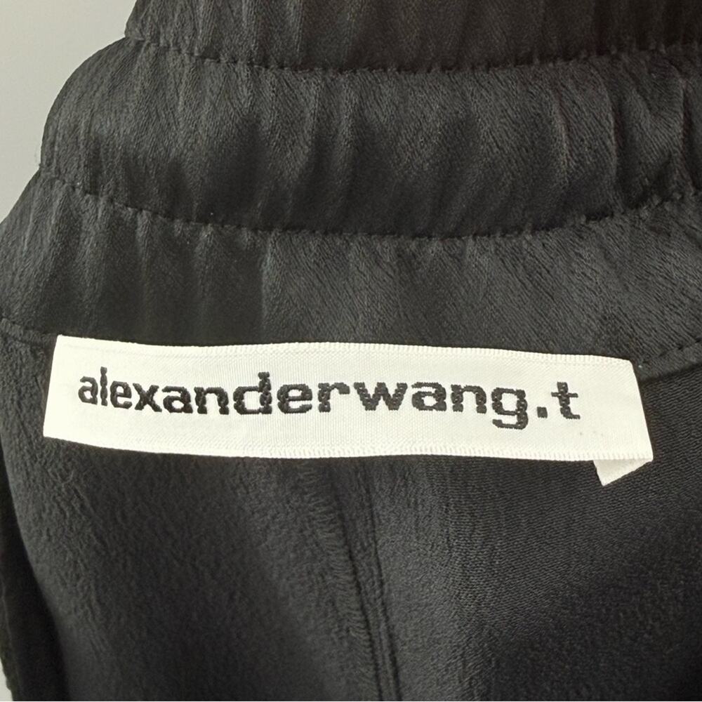 Alexander Wang Designer Wide Leg High Waisted Pull On Pants Old Money Blk Size L - Picture 8 of 10